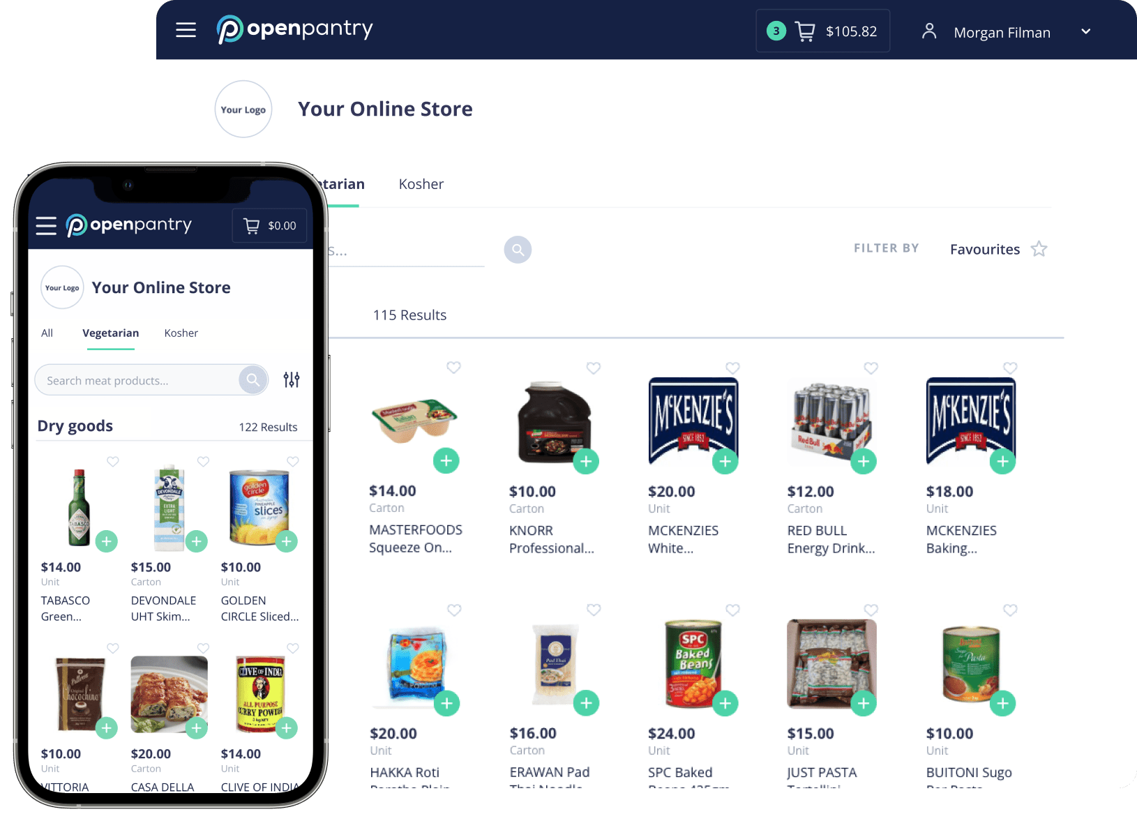 Dry goods range from an Open Pantry wholesale supplier